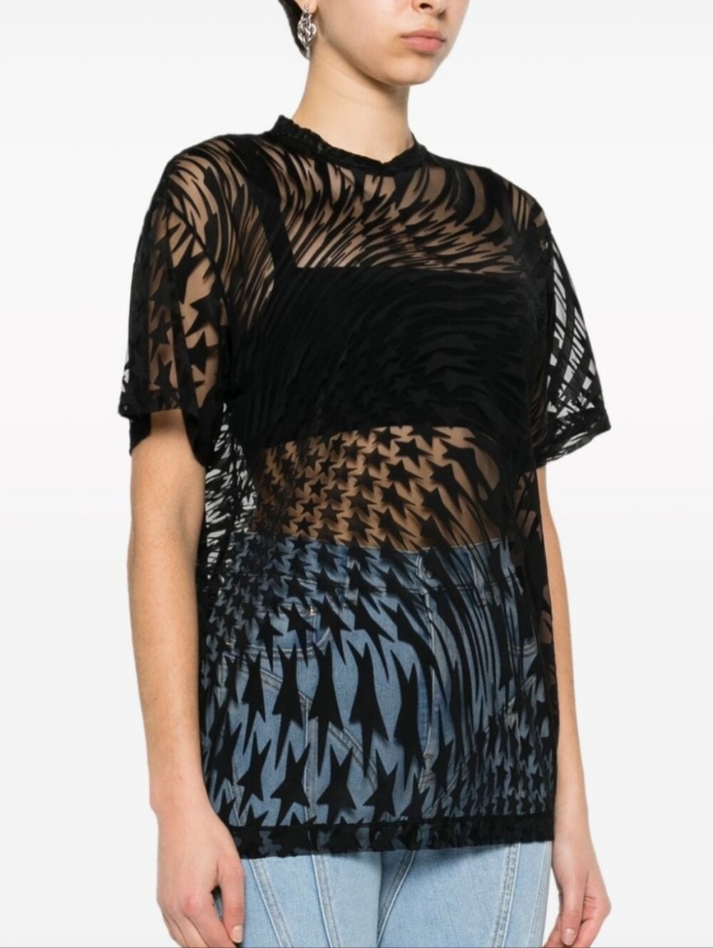 H&M MUGLER Swirling Star Mesh T-shirt (unisex) L
